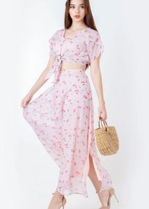 Flowy Floral Crop Top &amp; Skirt Set