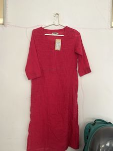 Vibrant Red Textured Kurta