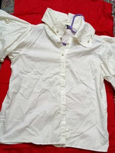 Elegant Pearl Embellished White Blouse
