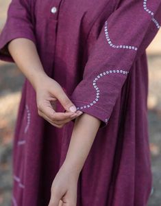 Chic Purple Embroidered A-Line Dress