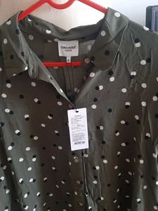 Olive Polka Dot Shirt Dress