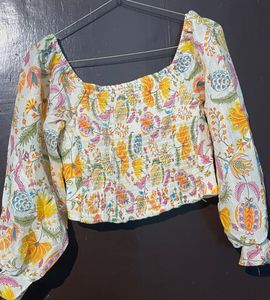 Floral Print Square Neck Top