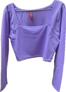 💜 Women’s Ribbed Crop Top / Blouse – Lavender 💜
