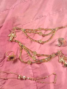 Festive Gold Tone Rhinestone Jewelry