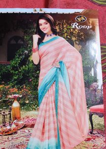 Roop Saree - Peach and Teal Stripes