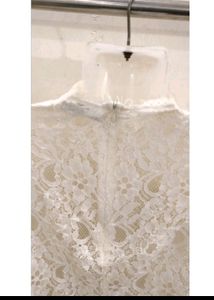 Transparent  Net White Top For Girls