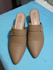 Stylish Brown Heeled Mules