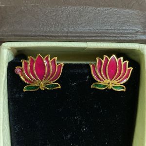 Lotus Enamel Earrings