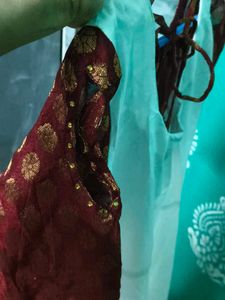 Elegant Maroon &amp; White Ethnic Gown
