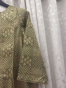Olive Green Printed Kurta