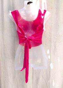 80209. Hot Pink Sleeveless Wrap Top
