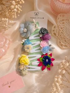 Floral fabric hair clips set of 6