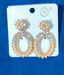 Elegant Pearl &amp; Crystal Drop Earrings