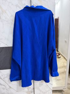 Vibrant Blue Textured Long Sleeve Top