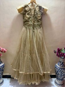 heavy Gold Partywear Ball Gown for tall divas