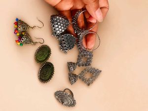 combo oxidised earring, studs and finger ring set