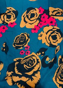 Elegant Teal Rose Print tunic