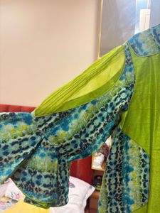 Vibrant Green Kurta with unique  Print Sleeves