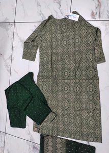 Elegant Green Kurta Set with Embellishments3XL