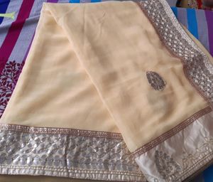 Beige Color Saree (Heavy With Blouse Pc)