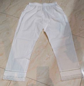 White Lace Trimmed Trousers