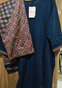 Printed Cotton Kurta Set with Dupatta &amp; Plazzo