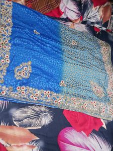 Elegant Blue Paisley Saree and Blouse