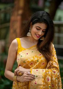 Elegant Yellow Banarasi Silk Saree