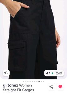 Glitchez Black Straight Fit Cargo Pants