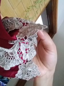 Lace Trimmed Silk Robe