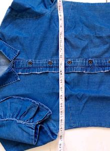 💫 Stylist Denim Ruffle Sleeve Shirt