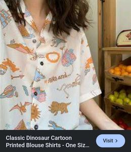 Cute Cartoon Dinosaur Printed Shirt