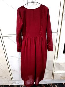 Maroon Kurti with Grey Pants