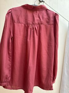 Chic Rose Pink Tie Neck Blouse
