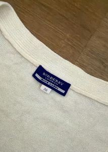 Authentic Burberry Pink Argyle V-Neck Sweater Top