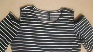 Striped Cold Shoulder Dress