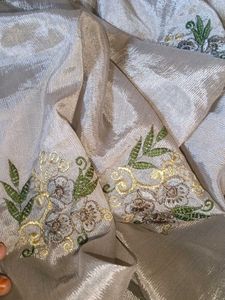 Embroidered Silk Saree. ( No blouse )