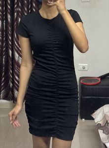 Black Ruched Bodycon Dress