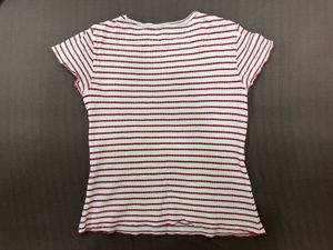 Red &amp; White Striped Ribbed Tee