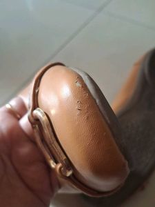 Tan Ballet Flats with Buckle Detail