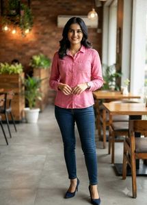 Pink Button-Up Long Sleeve Shirt
