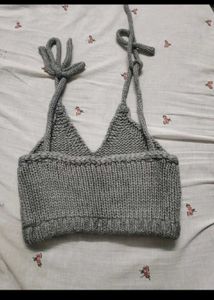 Grey Knitted Crop Top