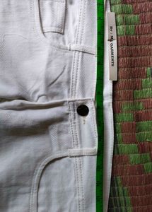 White Jeans with Teddy Bear Patch