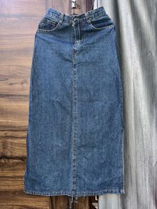 Classic Blue Denim Straight Skirt