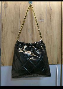 Chic Black Patent Leather Chain Bag