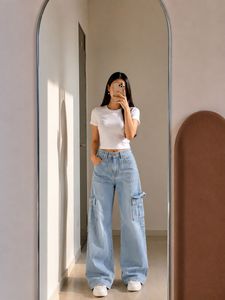 Light Wash Cargo Jeans