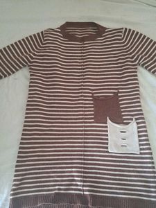 Chic Striped Knit Dress with Unique Pocket Detail