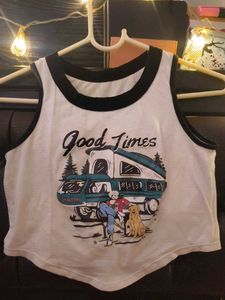 Graphic "Good Times" Crop Top
