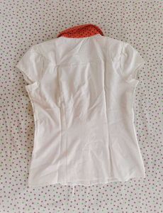 Cute White &amp; Orange Polka Dot Top