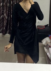 Black Velvet Wrap Dress